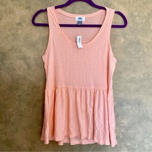 Old Navy Peach Striped Peplum Tank Top